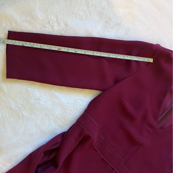 Banana Republic Burgundy V-Neck Fit Flare Dress 3/4 sleeve pocket SZ 10 - Picture 8 of 9